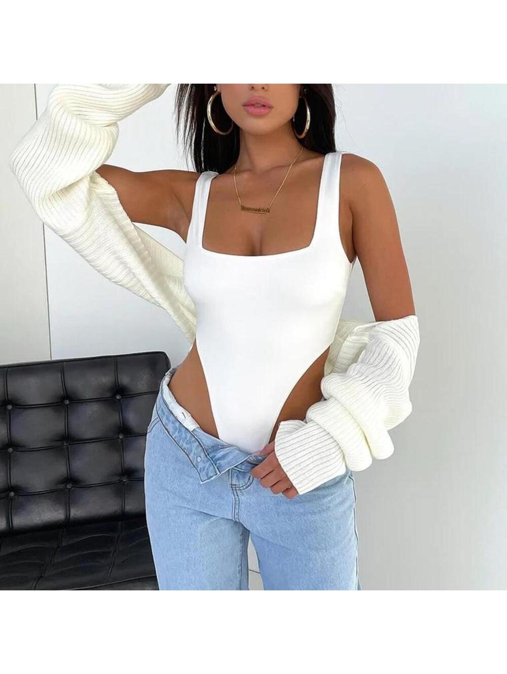 Thats So Fetch Women's White and Cream Bodysuit